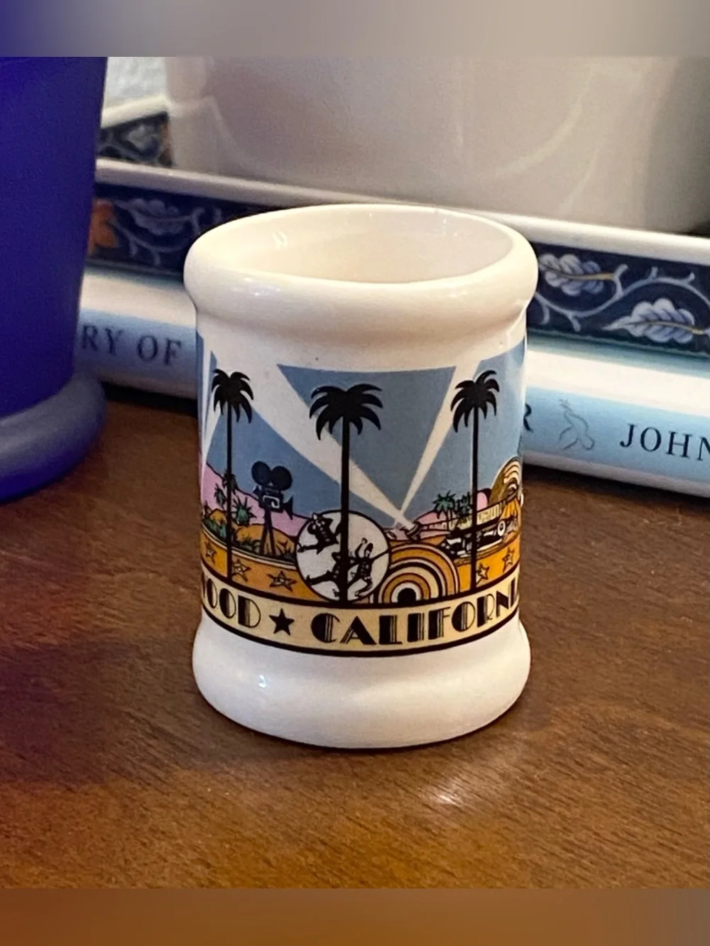 VTG 1984 Hollywood California Karol Western Ceramic Shot Glass Mini Mug 2.5”